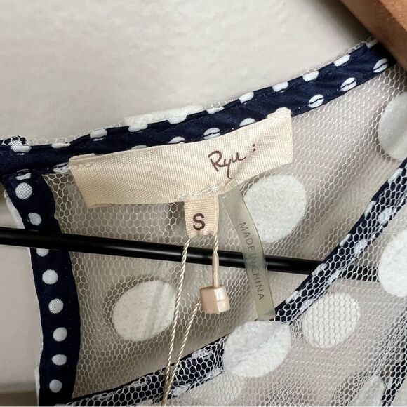 RYU Anthropologie Tulle Fit and Flare Floral Dress Mesh Polka Dot Overlay NWT - Picture 4 of 13